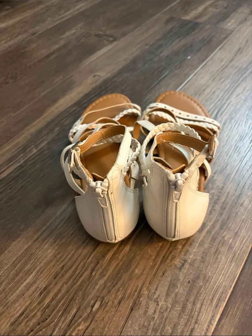 SO Girls Cream Braided Strappy Sandals with Tan Footbed